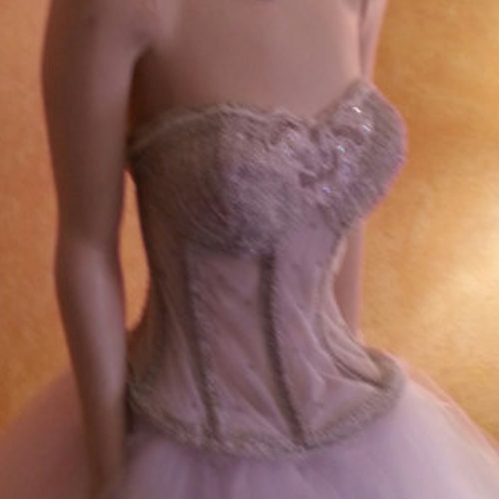 Sheer Jeweled White Silver Corset Wedding Ballgown - Picture 7 of 8